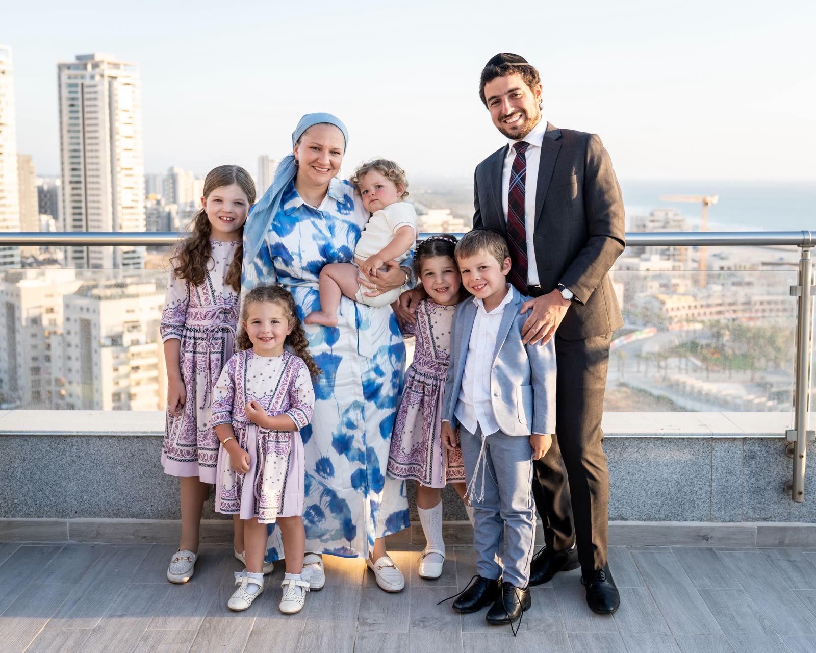 Rabbi Adam Abergel and Rebecca Abergel with their five children.